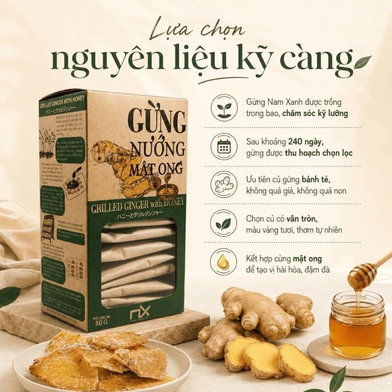 Hộp Gừng Nướng Mật Ong Nam Xanh JSC 80g