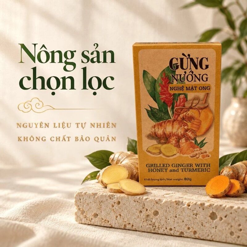 Hộp Gừng Nướng Nghệ Mật Ong Nam Xanh JSC 80g