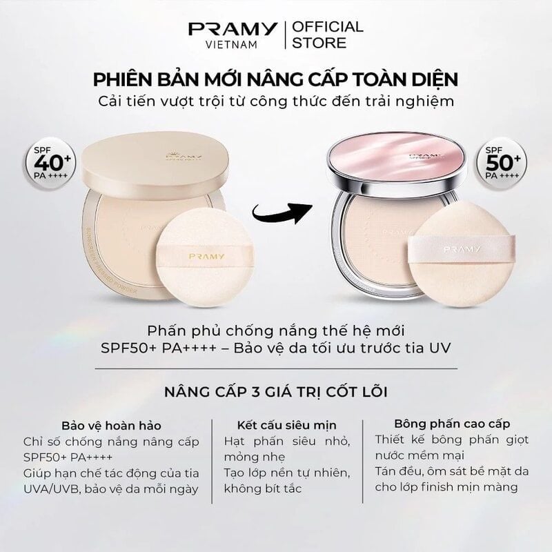 Phấn Phủ Pramy Chống Nắng Kiềm Dầu Mỏng Mịn Sheer Uv Pressed Powder SPF50+ PA++++ 7g