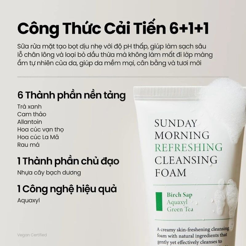 Sữa Rửa Mặt Axis-Y Dịu Nhẹ Sunday Morning Refreshing Cleansing Foam 120ml