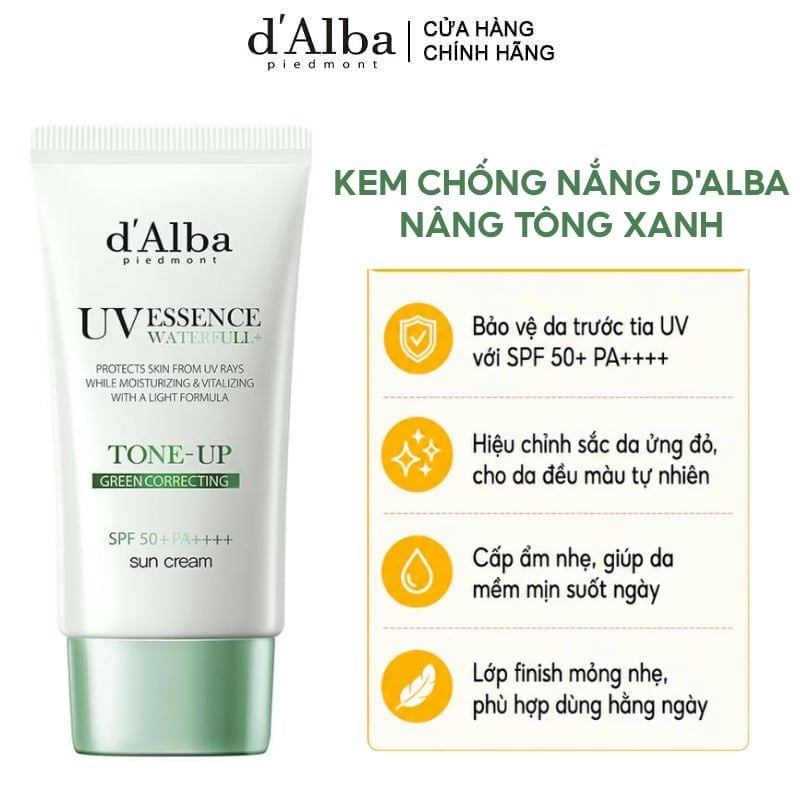 Kem Chống Nắng D'Alba Nâng Tông, Cân Bằng Sắc Đỏ Clean Tea Tree Liposome Tone-Up Sun Cream _Green SPF50+ PA++++ 50ml