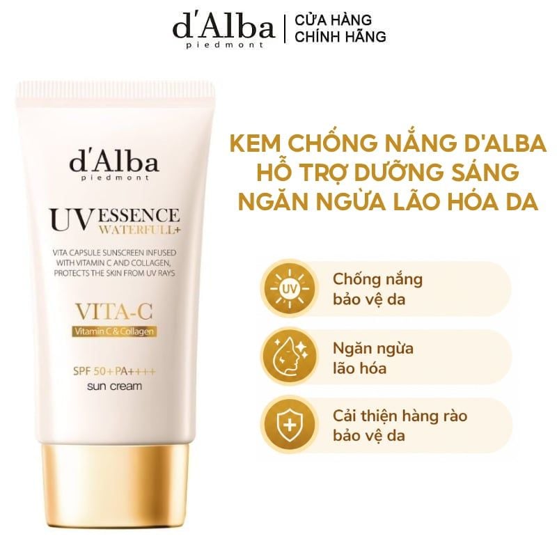 Kem Chống Nắng d'Alba Hỗ Trợ Dưỡng Sáng, Ngăn Ngừa Lão Hóa Da Vita Capsule Anti-Aging Sun Cream 50ml