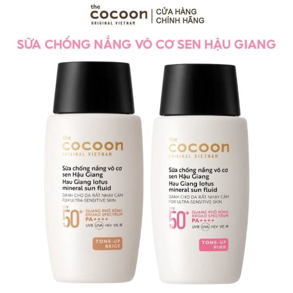  Sữa Chống Nắng Cocoon Vô Cơ Sen Hậu Giang Hau Giang Lotus Mineral Sun Fluid SPF 50+ PA++++ 