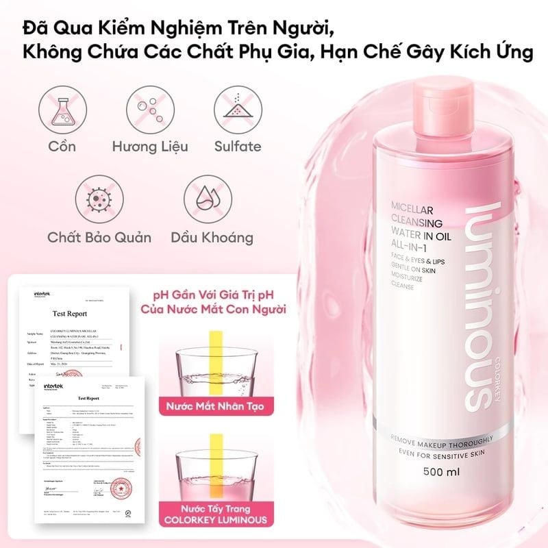 Nước Tẩy Trang 2 Lớp Colorkey Luminous Micellar Cleansing Water In Oil All-In-1