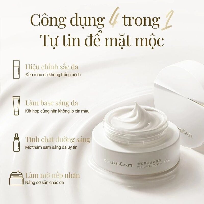 Kem Nâng Tông Carslan Hỗ Trợ Dưỡng Sáng Da Whitening Tone-Up Cream 50g