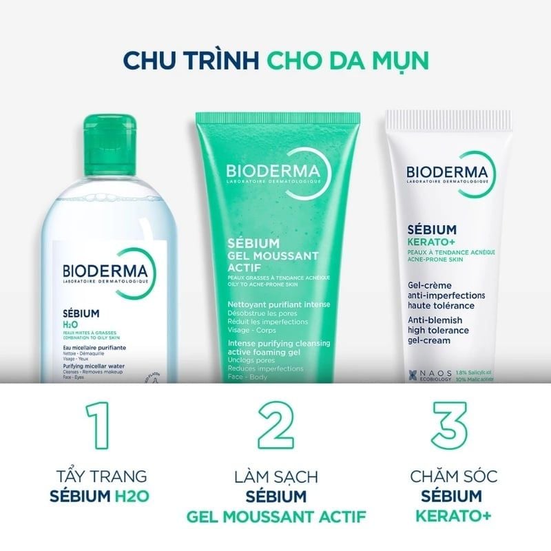 Gel Rửa Mặt Bioderma Làm Sạch Sâu & Hỗ Trợ Giảm Mụn Sebium Gel Moussant Actif 200ml