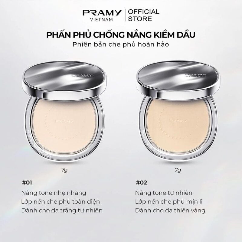 Phấn Phủ Pramy Chống Nắng Kiềm Dầu Flawless Uv Pressed Powder SPF50+ PA++++ 7g