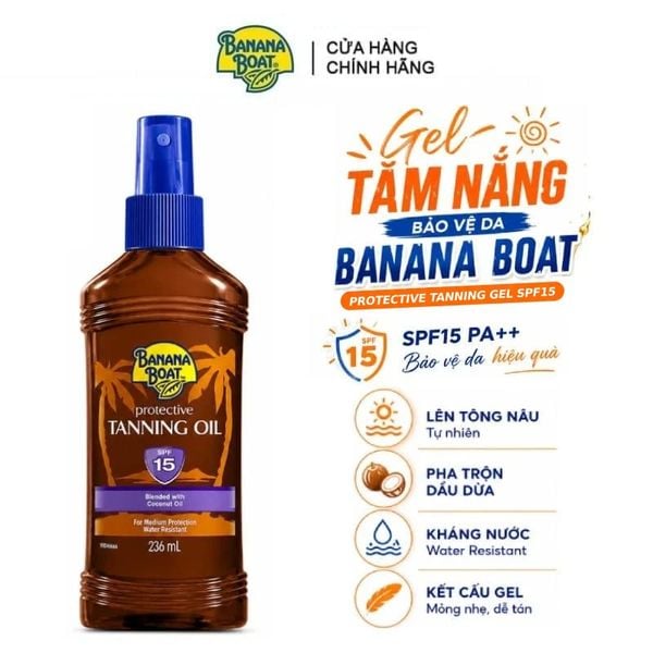  Gel Tắm Nắng Bảo Vệ Da Banana Boat Protective Tanning Oil SPF15 PA++ 236ml 