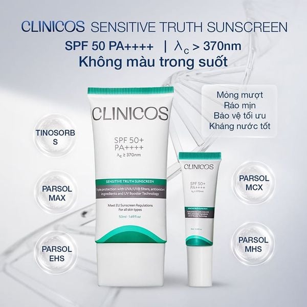  Kem Chống Nắng CLINICOS Truth Sunscreen SPF 50+ PA++++ 50ml 