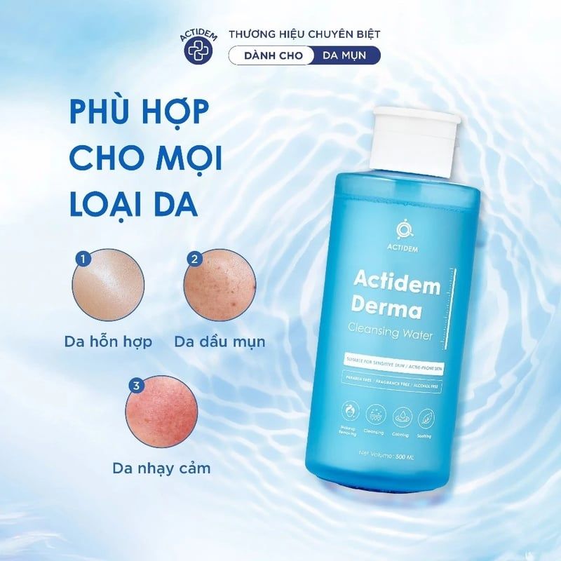 Nước Tẩy Trang Dành Cho Da Dầu Mụn Actidem Derma Cleansing Water 500ml