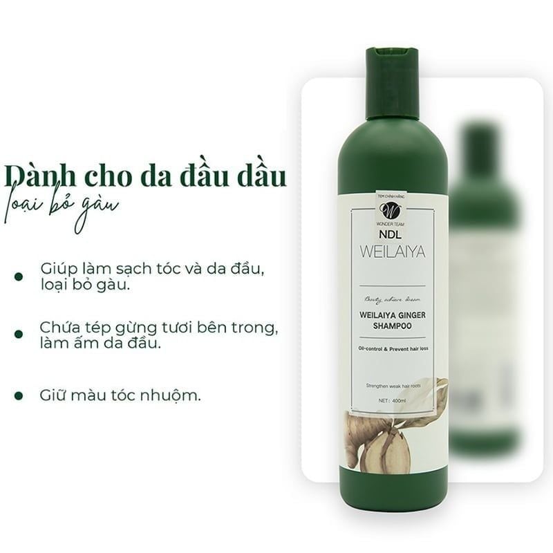 Dầu Gội Weilaiya Chiết Xuất Thảo Dược, Gừng Trắng, Hà Thủ Ô Trắng Hỗ Trợ Mọc Tóc, Nuôi Dưỡng Tóc Shampoo 400ml