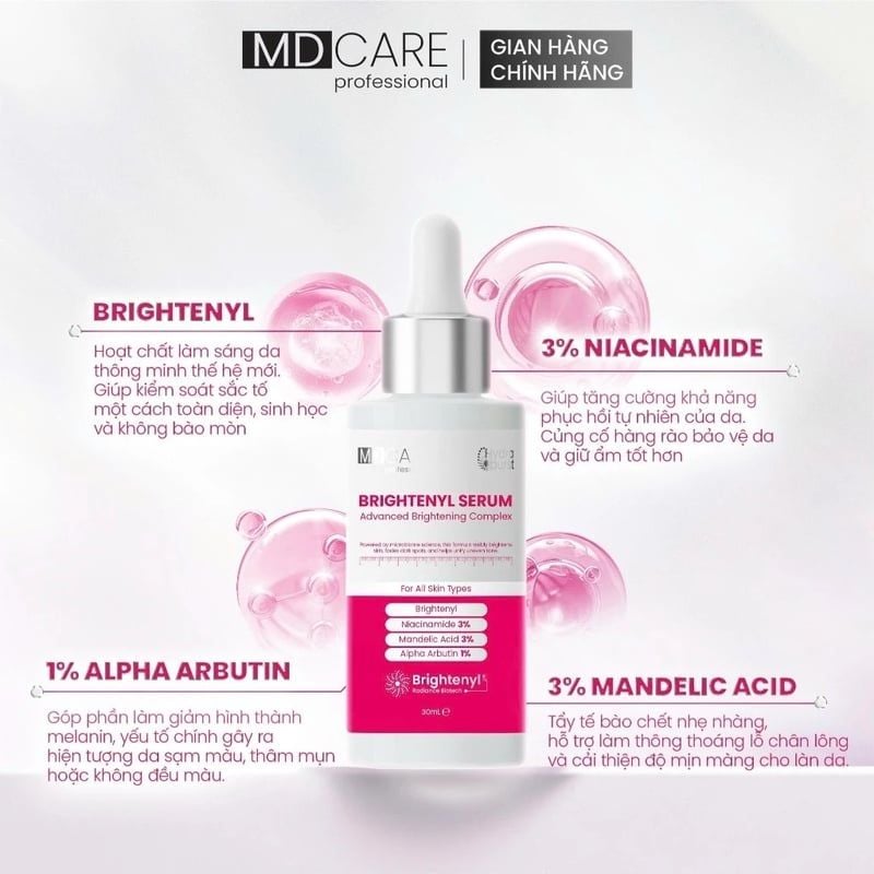 Serum Hỗ Trợ Dưỡng Sáng Da MD CARE Professional Brightenyl Serum Advanced Brightening Complex 30ml