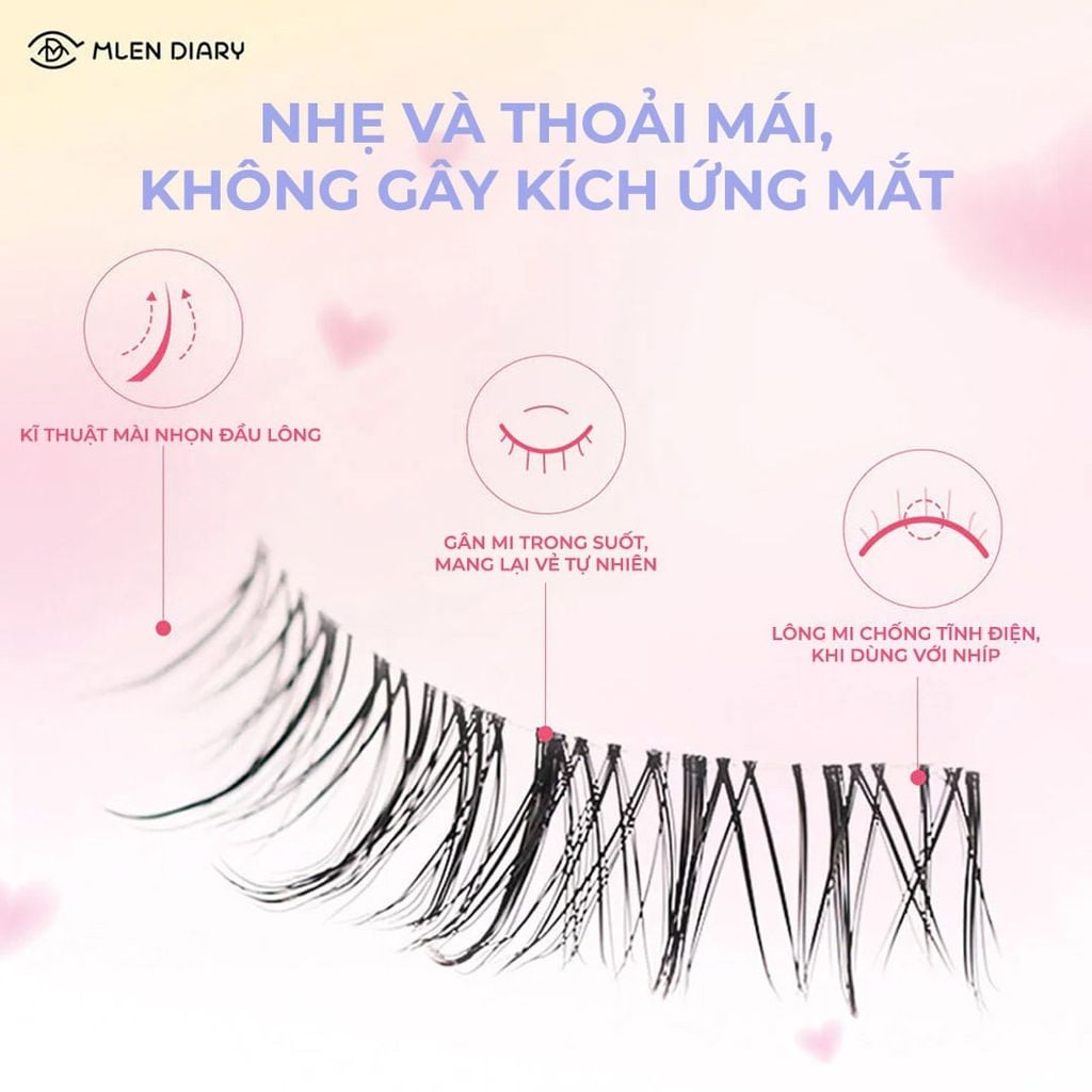 Lông Mi Giả Gân Trong, Tự Nhiên Mlen Diary Cluster Lashes
