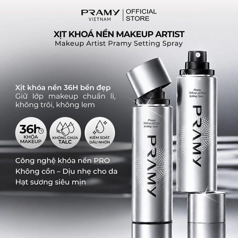 Xịt Khóa Nền Pramy Cố Định Trang Điểm Dưỡng Ẩm Makeup Artist Setting Spray 100ml