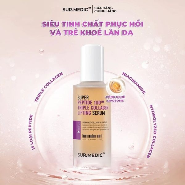  Serum Sur.Medic+ Hỗ Trợ Phục Hồi Da Super Peptide 100™ Triple Collagen Lifting Serum 50ml 