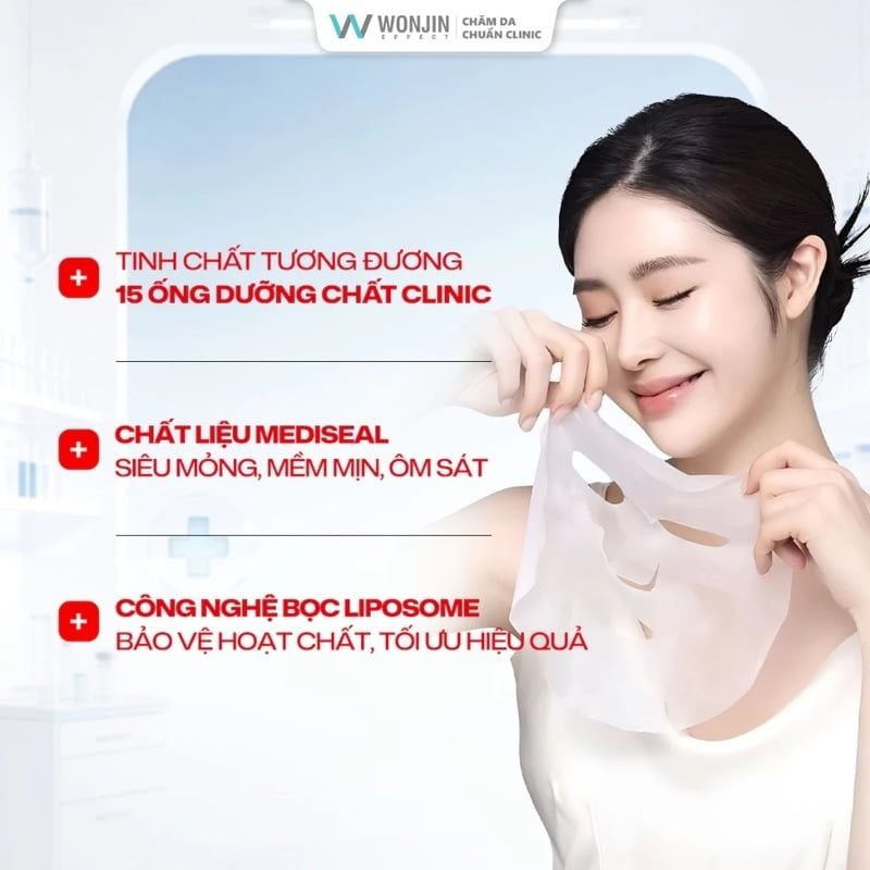Mặt Nạ Hỗ Trợ Dưỡng Sáng Da Wonjin Effect Glutathone Brightening Skin Mask 350g - hộp 30 miếng