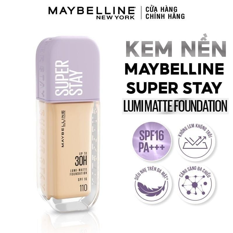 (TEST) Kem Nền Bắt Sáng, Che Phủ Cao, Siêu Nhẹ Mặt Maybelline Super Stay Up To 30H Lumi Matte Foundation 35ml