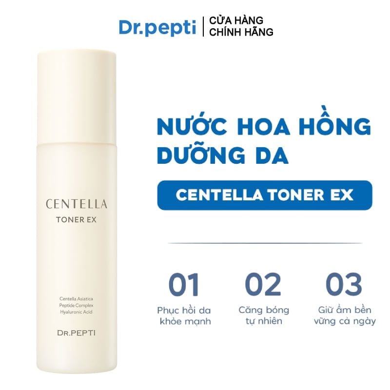 Nước Hoa Hồng Căng Bóng, Cấp Ẩm Sâu Dr.Pepti Centella Toner EX 180ml