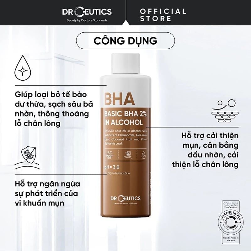 Dung Dịch Tẩy Tế Bào Chết Da DrCeutics Nền Cồn Basic BHA 2% In Alcohol