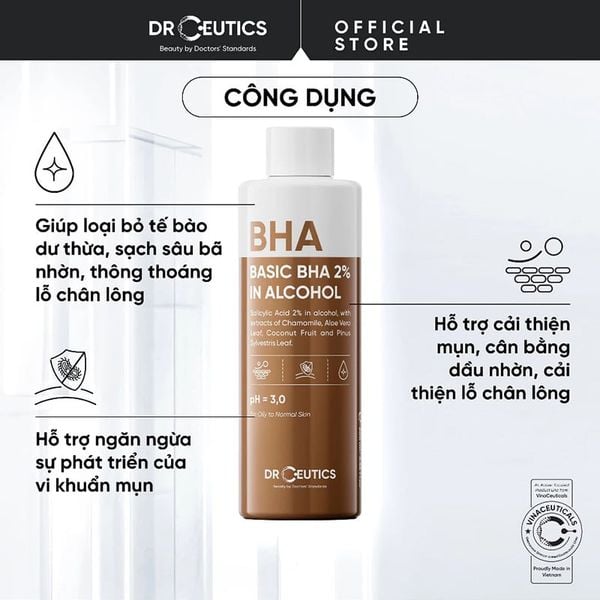  Dung Dịch Tẩy Tế Bào Chết Da DrCeutics Nền Cồn Basic BHA 2% In Alcohol 