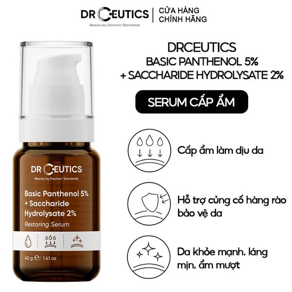  Serum Drceutics Cấp Ẩm, Làm Dịu Da Basic Panthenol 5% + Saccharide Hydrolysate 2% Restoring Serum 