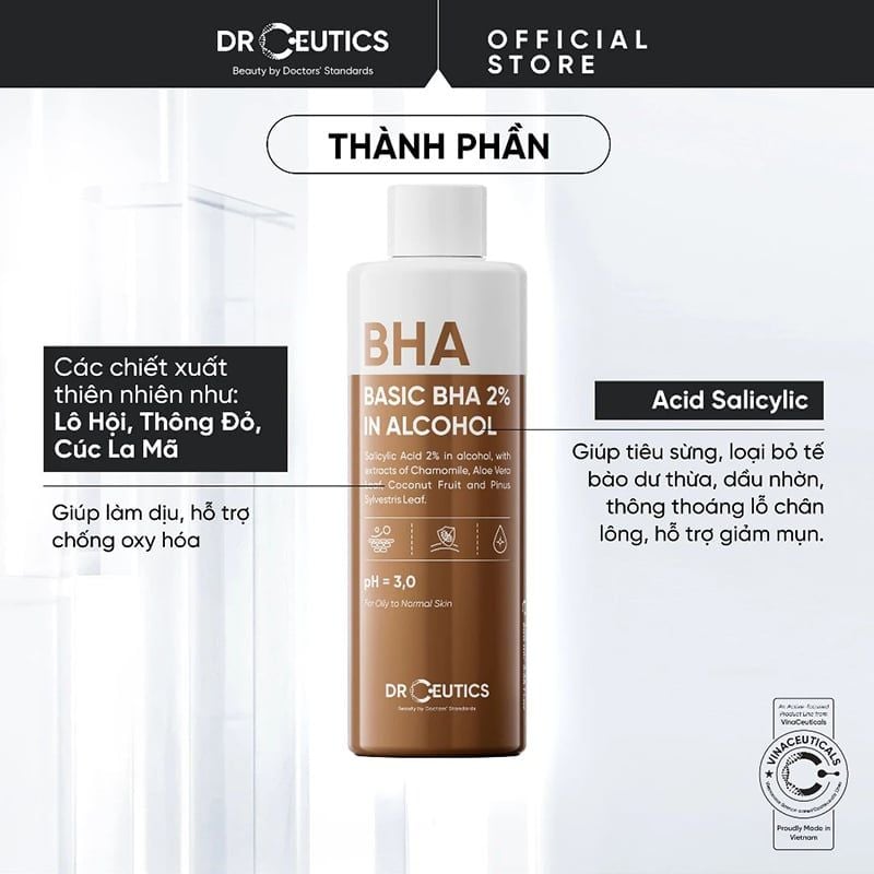 Dung Dịch Tẩy Tế Bào Chết Da DrCeutics Nền Cồn Basic BHA 2% In Alcohol