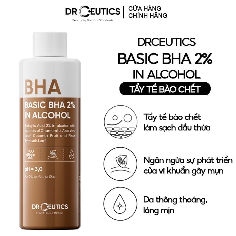 Dung Dịch Tẩy Tế Bào Chết Da DrCeutics Nền Cồn Basic BHA 2% In Alcohol