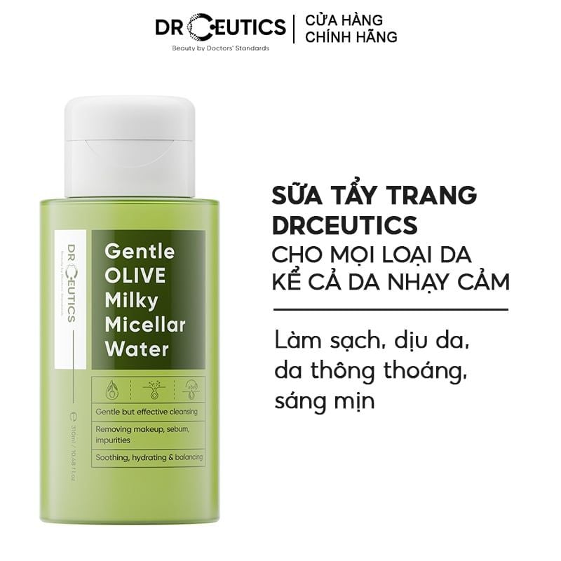Sữa Tẩy Trang DrCeutics Dành Cho Mọi Loại Da Gentle Olive Milky Micellar Water 310ml