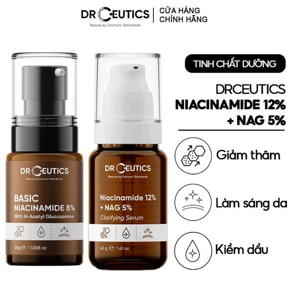  Serum DrCeutics Hỗ Trợ Dưỡng Sáng, Giảm Thâm Mụn, Kiềm Dầu DrCeutics Niacinamide 12%+ NAG 5% 