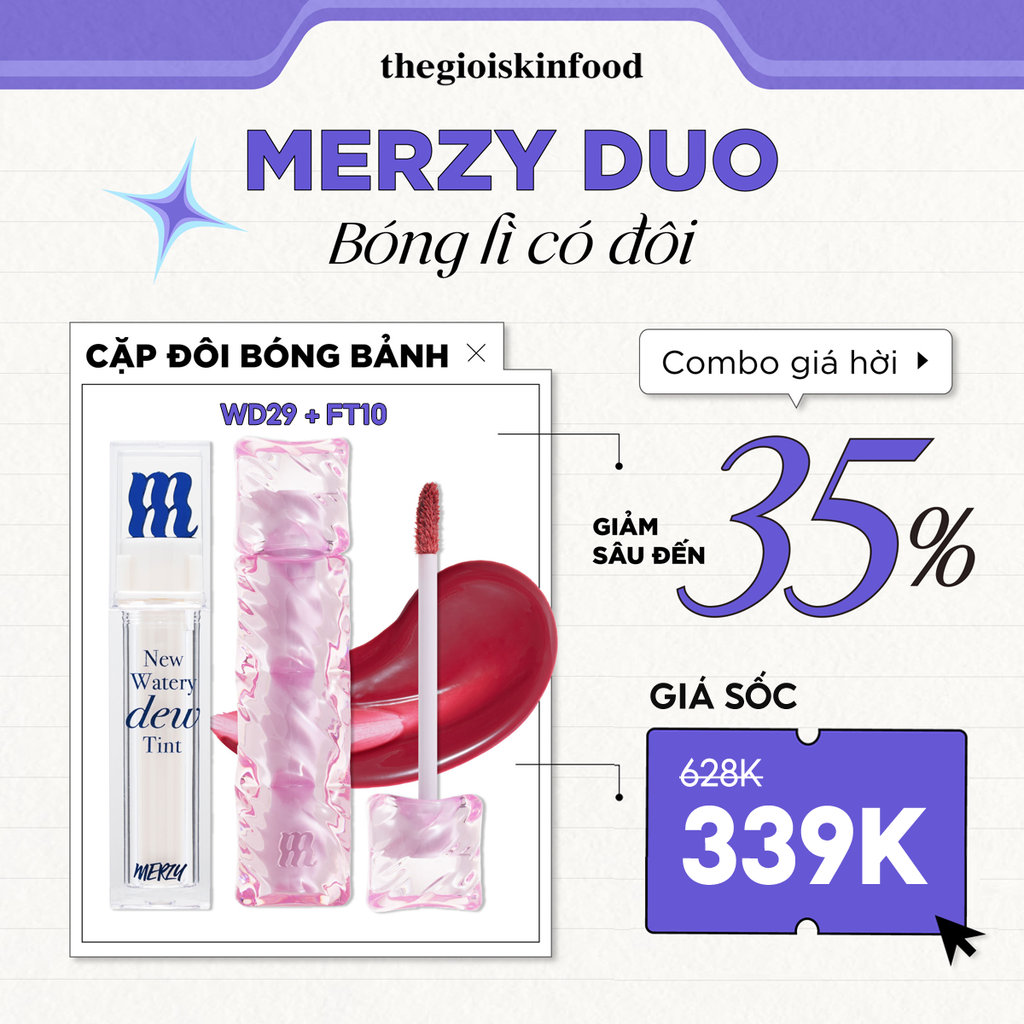 [MERZY DUO] TEXTURE DUO: 2 Son Tint Bóng Merzy New Dew + Son Tint Water Fit Blur Tint