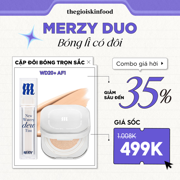  [MERZY DUO] FULL FACE DUO: Son Tint Bóng Merzy New Dew x Phấn Nước Merzy The Airy Filter Cushion SPF50+ PA+++ 