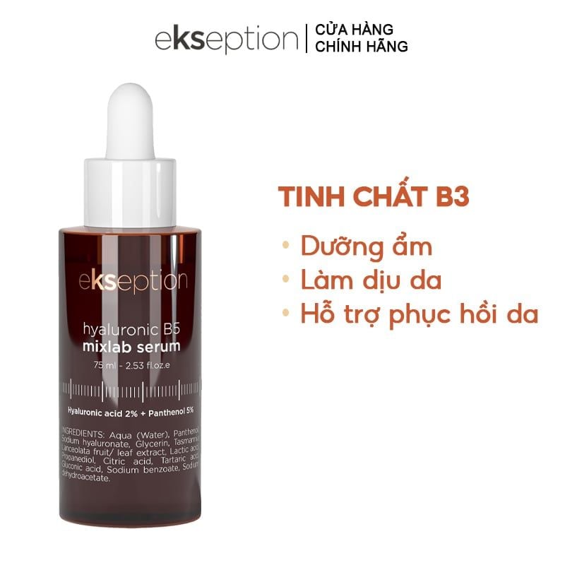 Serum Ekseption Tinh Chất Dưỡng Ẩm, Hỗ Trợ Phục Hồi Da Hyaluronic B5 Mixlab Serum 75ml