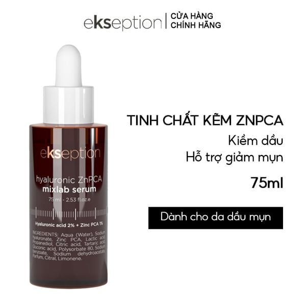  Serum Kẽm Hỗ Trợ Giảm Mụn, Kiềm Dầu Ekseption Hyaluronic Znpca Mixlab Serum 75ml 