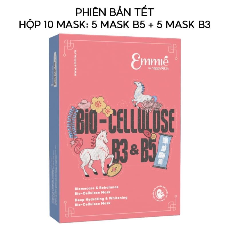 Mặt Nạ Dưỡng Emmié By HappySkin Cấp Ẩm, Hỗ Trợ Phục Hồi, Làm Sáng Da Bio Cellulose Mask