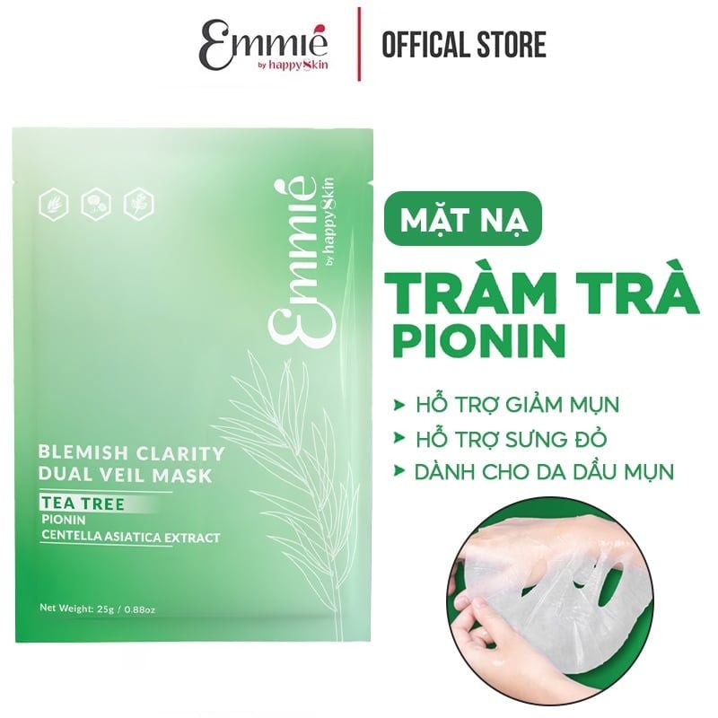Mặt Nạ Emmié By HappySkin Làm Dịu Da, Hỗ Trợ Giảm Mụn Blemish Clarity Dual Veil Mask