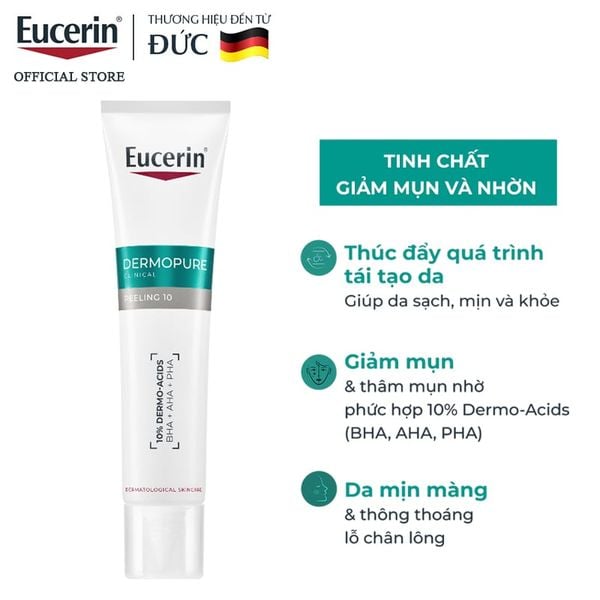  Tinh Chất Eucerin Hỗ Trợ Giảm Mụn, Mờ Vết Thâm Eucerin Dermopure Clinical Peeling 10 40ml 