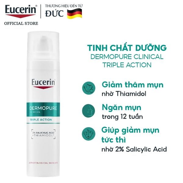  Tinh Chất Dưỡng Eucerin Hỗ Trợ Sáng Da, Giảm Thâm Mụn Dermopure Clinical Triple Action 40ml 