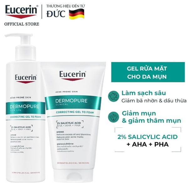  Gel Rửa Mặt Cho Da Dầu Mụn Eucerin Dermopure Clinical Correcting Gel To Foam 