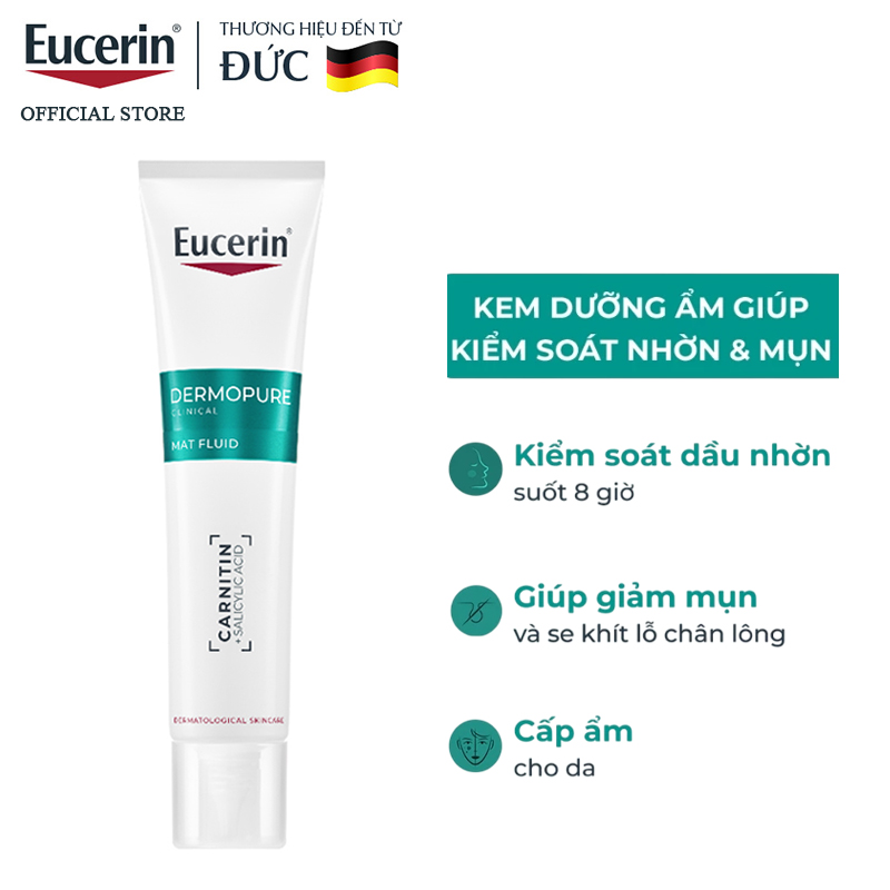 Kem Dưỡng Eucerin Kiểm Soát Dầu, Cải Thiện Mụn Dermopure Clinical Mat Fluid