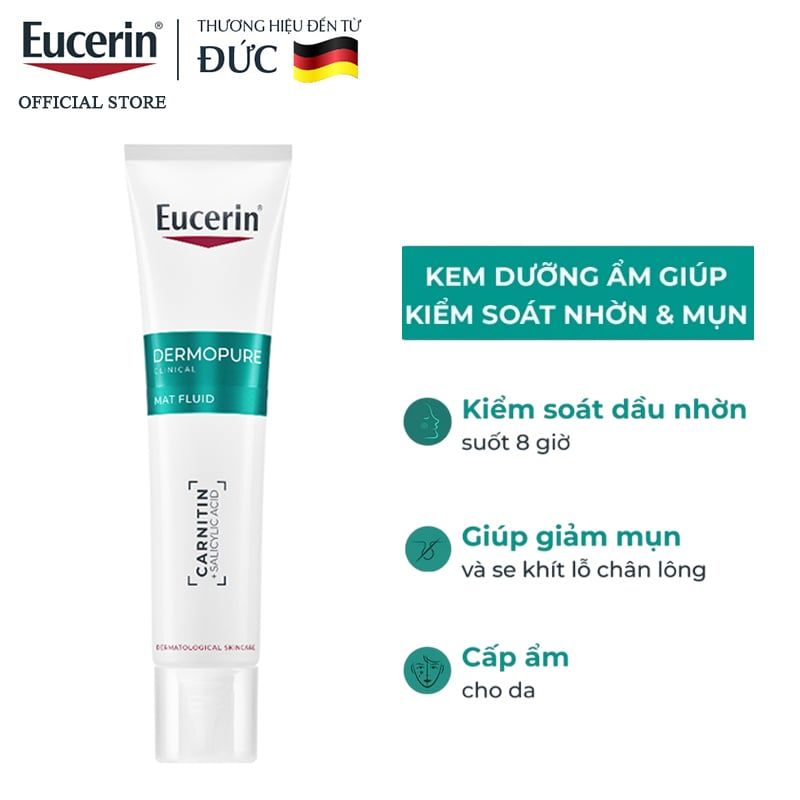 Kem Dưỡng Eucerin Kiểm Soát Dầu, Cải Thiện Mụn Dermopure Clinical Mat Fluid
