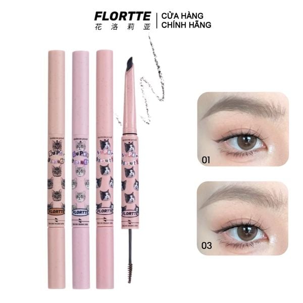 Chì Kẻ Mày 2 Đầu FLORTTE I Am Super Beauty Eyebrow Pencil & Brow Mascara 