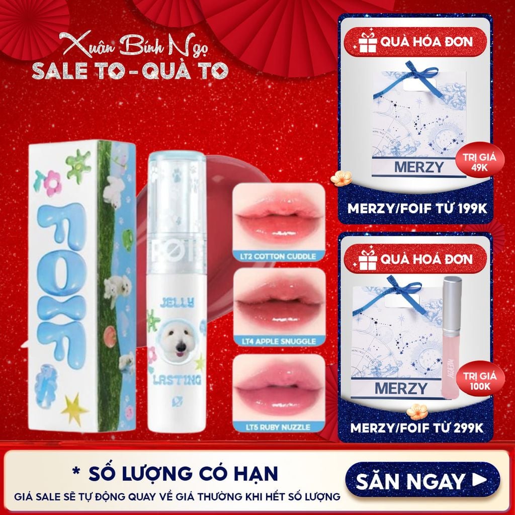 [Teddy Collection] Son Tint Bóng FOIF Thuần Chay, Ẩm Mịn, Căng Bóng Jelly Lasting Tint 3g