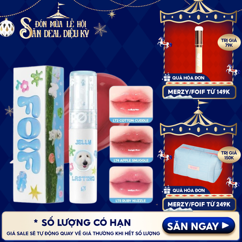  [Teddy Collection] Son Tint Bóng FOIF Thuần Chay, Ẩm Mịn, Căng Bóng Jelly Lasting Tint 3g 