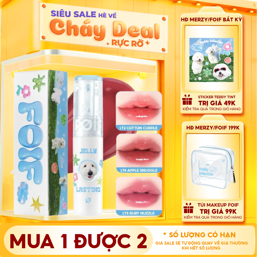 [New][Teddy Collection] Son Tint Bóng FOIF Thuần Chay, Ẩm Mịn, Căng Bóng Jelly Lasting Tint 3g