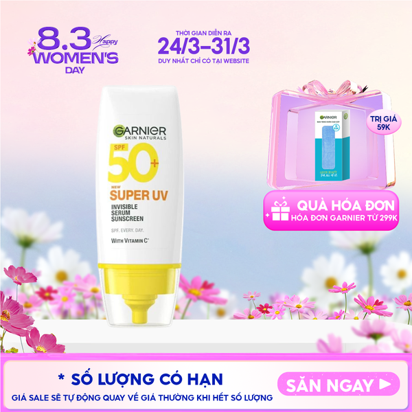  Serum Chống Nắng Garnier Mỏng Nhẹ Skin Naturals Super UV Invisible Serum Sunscreen SPF50+/PA++++ 