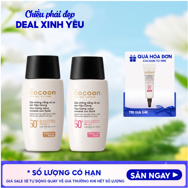  Sữa Chống Nắng Cocoon Vô Cơ Sen Hậu Giang Hau Giang Lotus Mineral Sun Fluid SPF 50+ PA++++ 