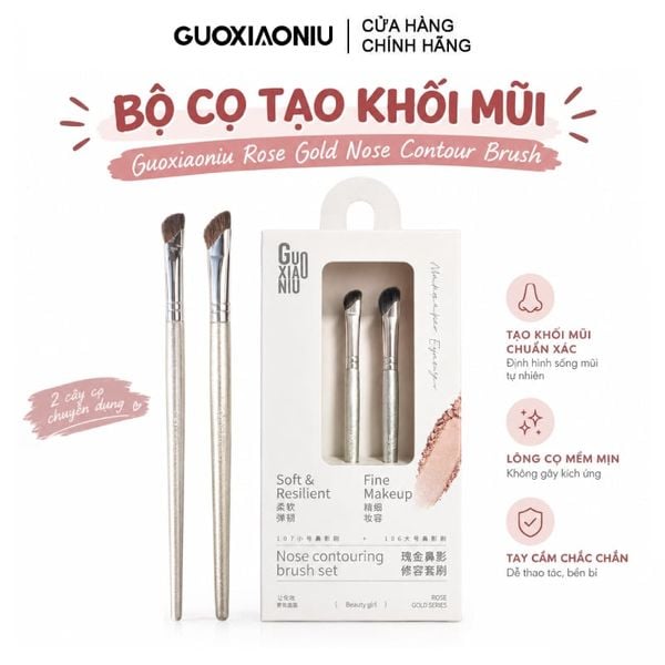  Bộ Cọ Tạo Khối Mũi Guoxiaoniu Rose Gold Nose Contour Brush Set 2 items 