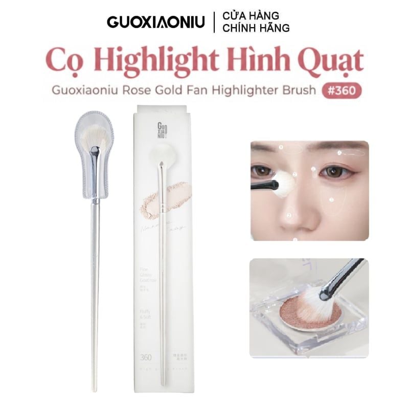 Cọ Highlight Hình Quạt Guoxiaoniu Rose Gold #360 Fan Highlighter Brush