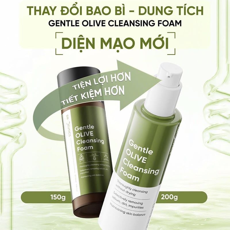 Sữa Rửa Mặt DrCeutics Sạch Sâu, Dịu Nhẹ Cho Da Gentle Olive Cleansing Foam