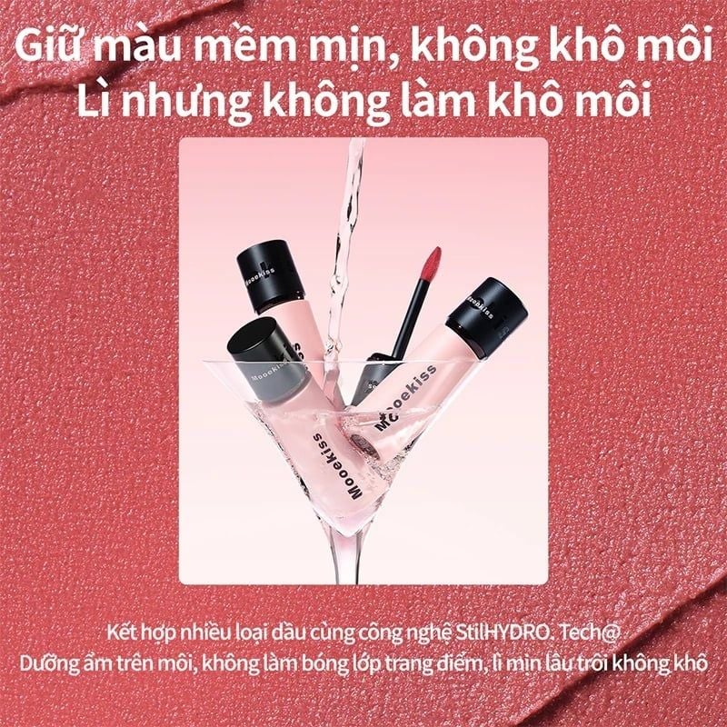 Son Kem Bùn Lì Mịn, Lâu Trôi Mooekiss Velvet Lip Mud